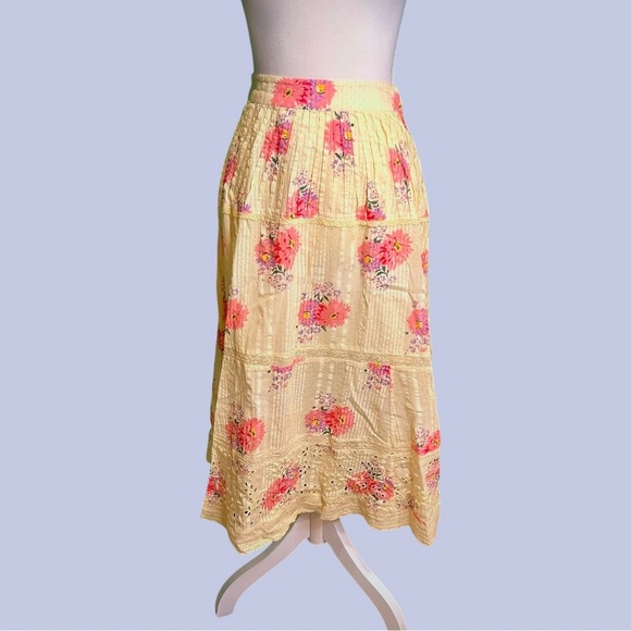 NWT LoveShackFancy ‘Hestia’ Floral Midi Skirt in “Mellow Yellow” Size 0 - Picture 4 of 16
